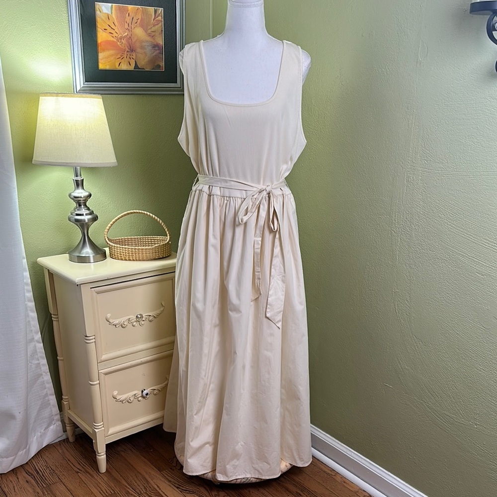 Who What Wear Cream Tie Front Maxi Dress